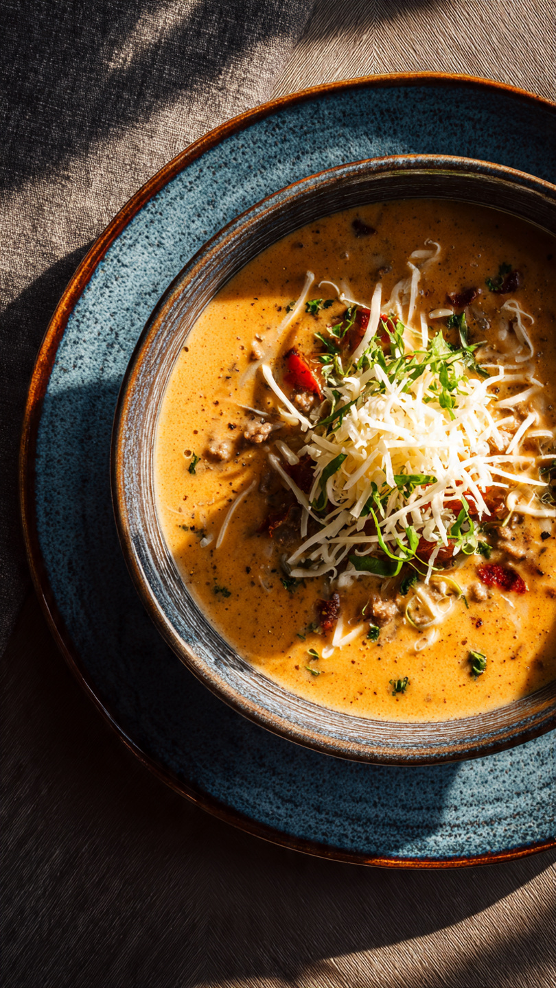 Cheeseburger Soup (Creamy Potato and Hamburger Soup)