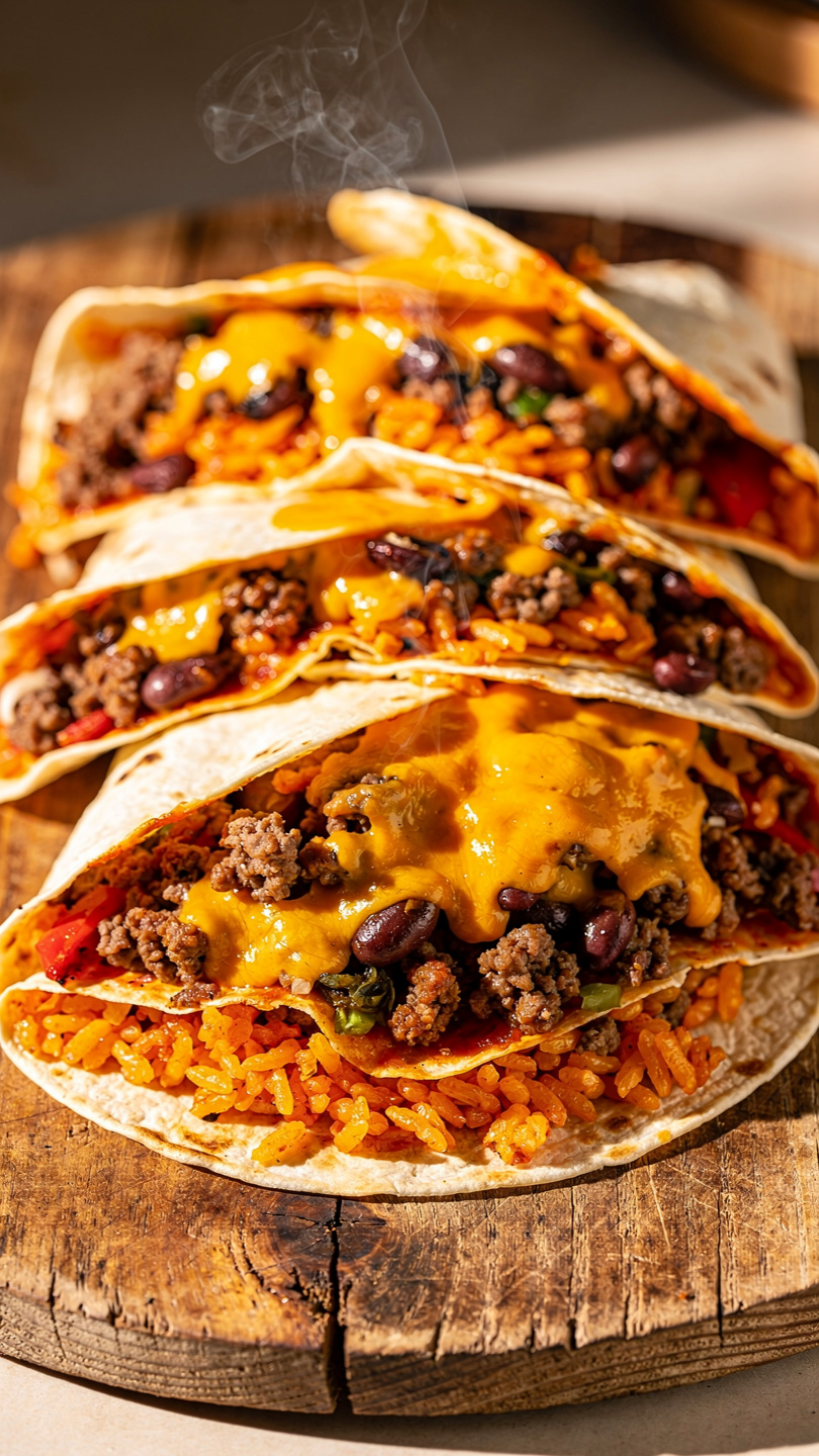 Loaded Beef and Cheese Burritos